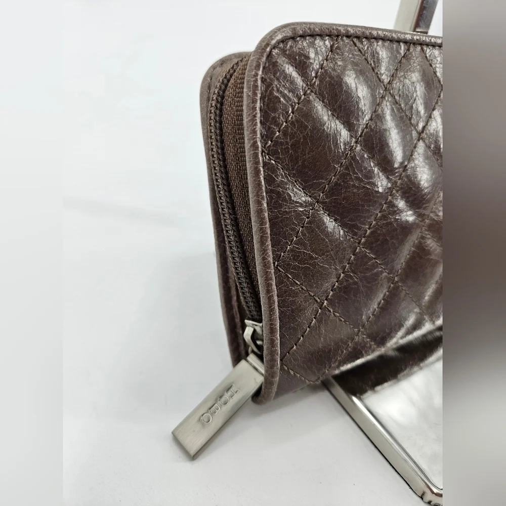 HOBO International TAUPE QUILTED Leather ZIP Around Wallet Card Slots Check BOOK